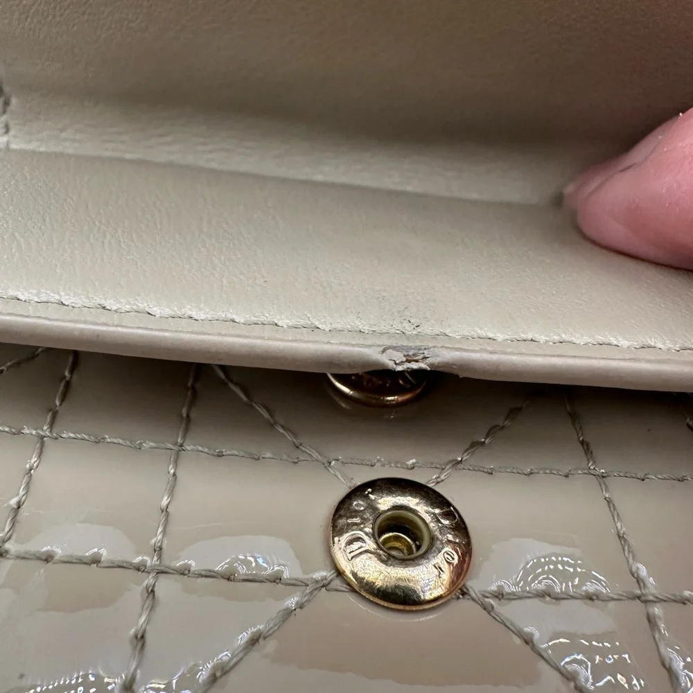 Dior Beige Patent Leather/Leather Trifold Wallet Made in Italy 43-MA-0290